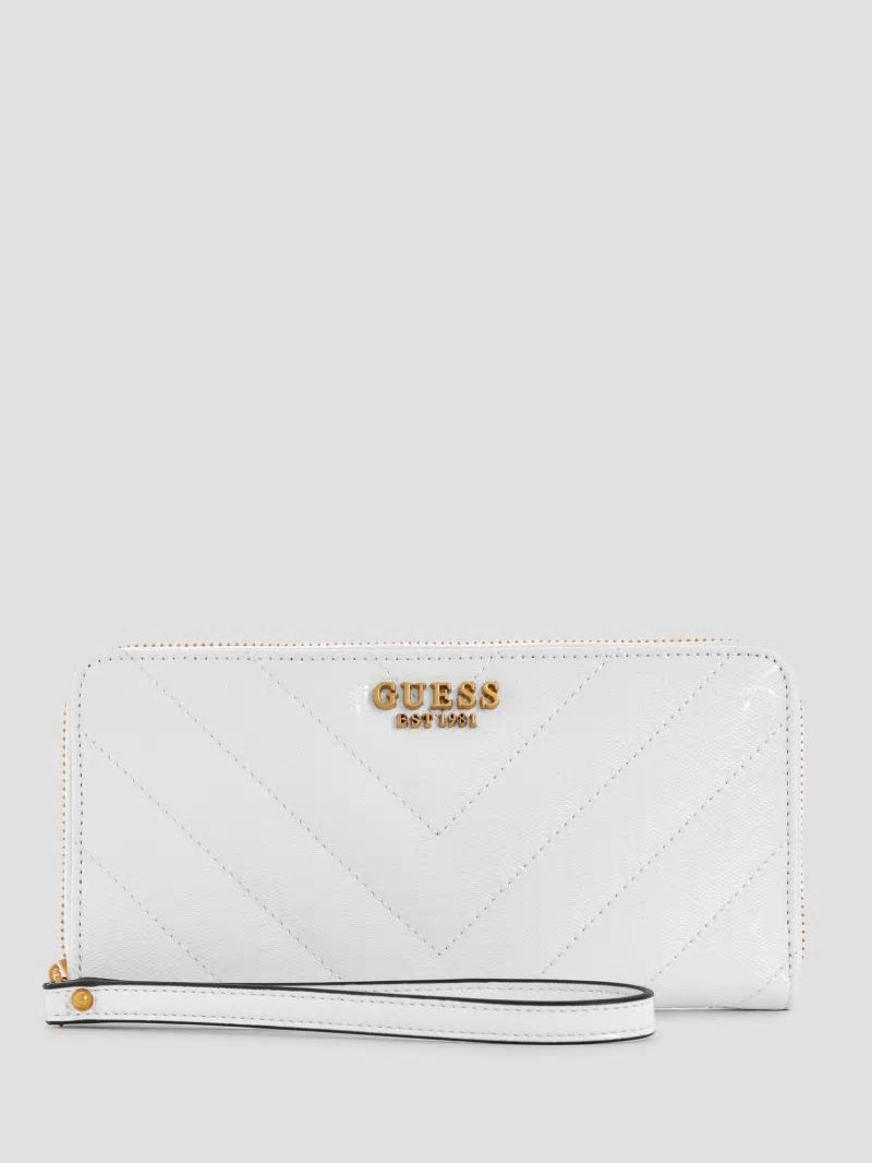 Guess Jania Large Zip-Around Wallet - White Guess Jania Large Zip-Around Wallet - White