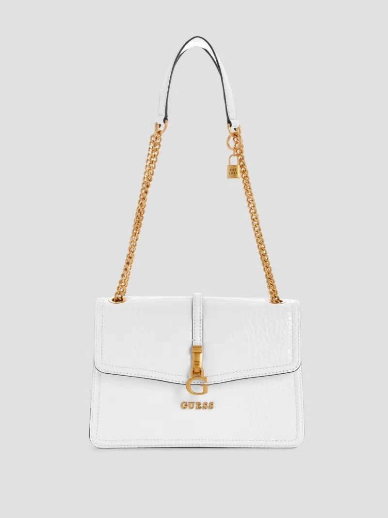 Guess James Convertible Crossbody Flap Bag - White Multi Guess James Convertible Crossbody Flap Bag - White Multi