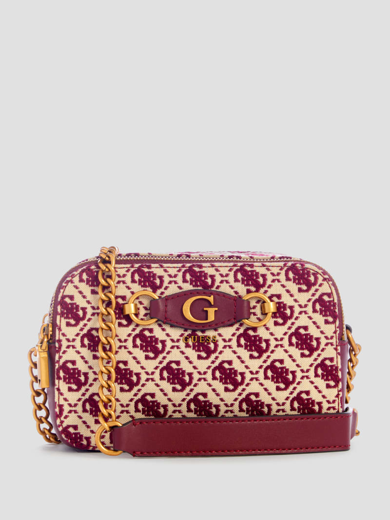 Guess Izzy Jacquard Logo Camera Bag - Burgundy Guess Izzy Jacquard Logo Camera Bag - Burgundy