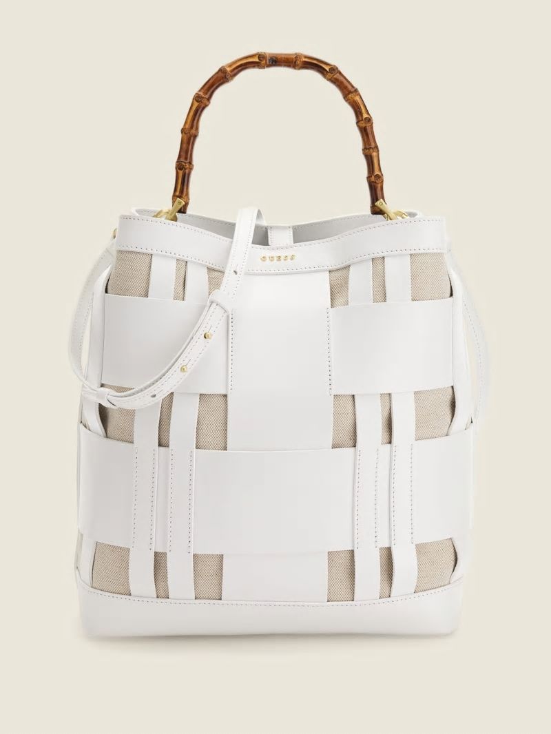 Guess Aida Woven Leather Hobo Bag - White Multi Guess Aida Woven Leather Hobo Bag - White Multi