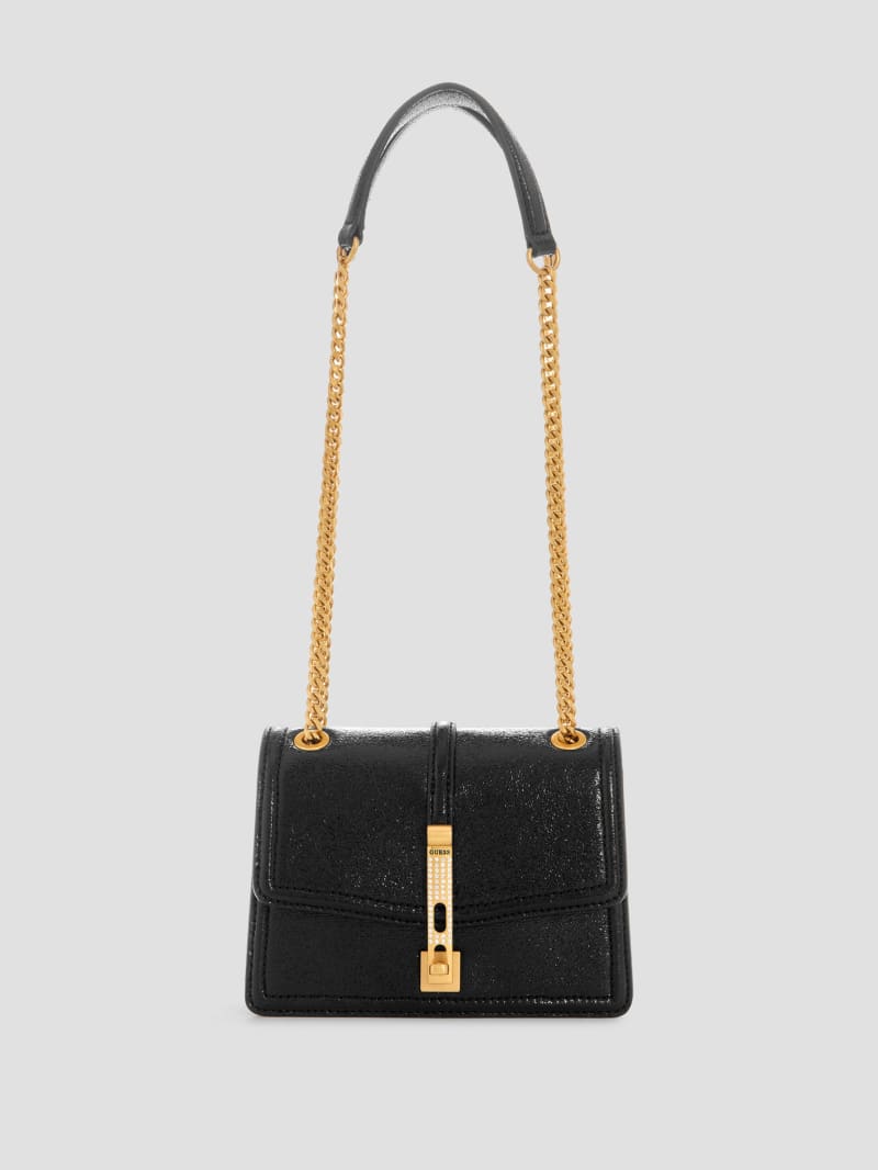 Guess Gilded Glamour Mini Convertible Crossbody - Black Floral Print Guess Gilded Glamour Mini Convertible Crossbody - Black Floral Print