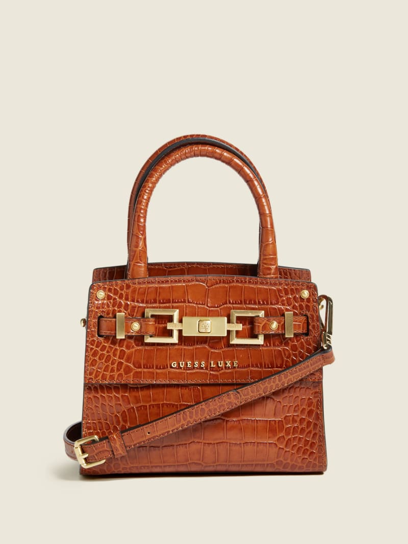 Guess Cristina Leather Mini Satchel - Cognac Guess Cristina Leather Mini Satchel - Cognac