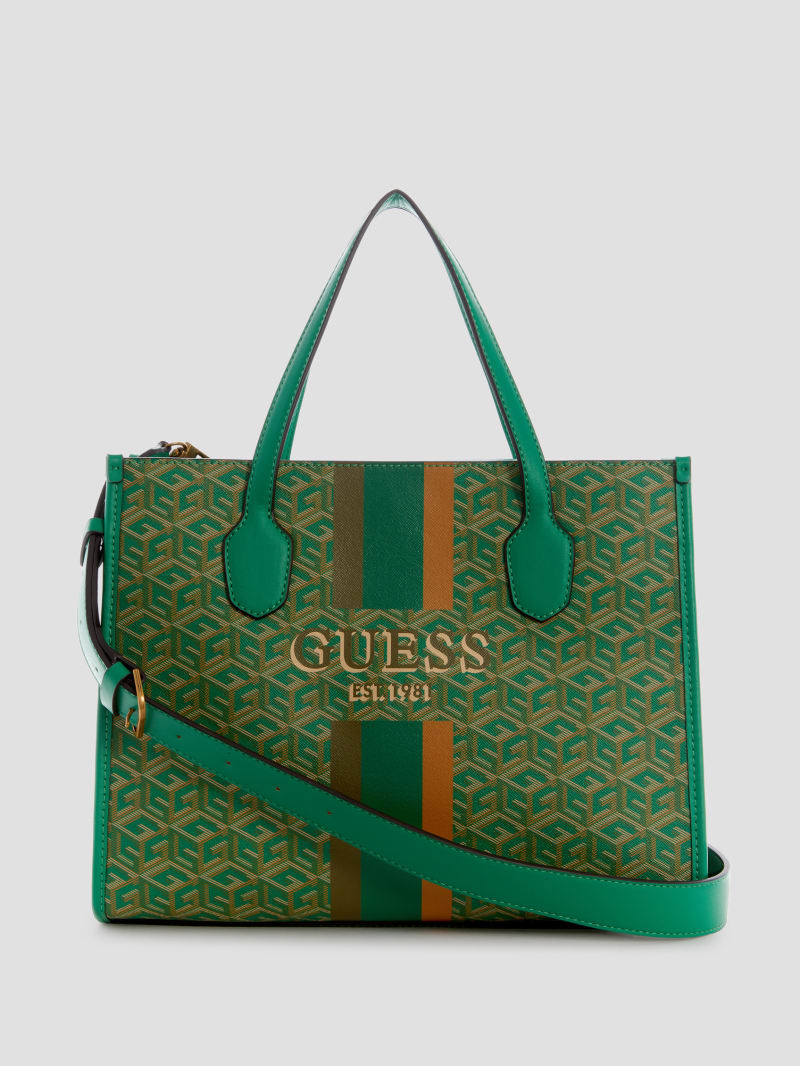 Guess Silvana G Cube Tote - Forest Logo Guess Silvana G Cube Tote - Forest Logo