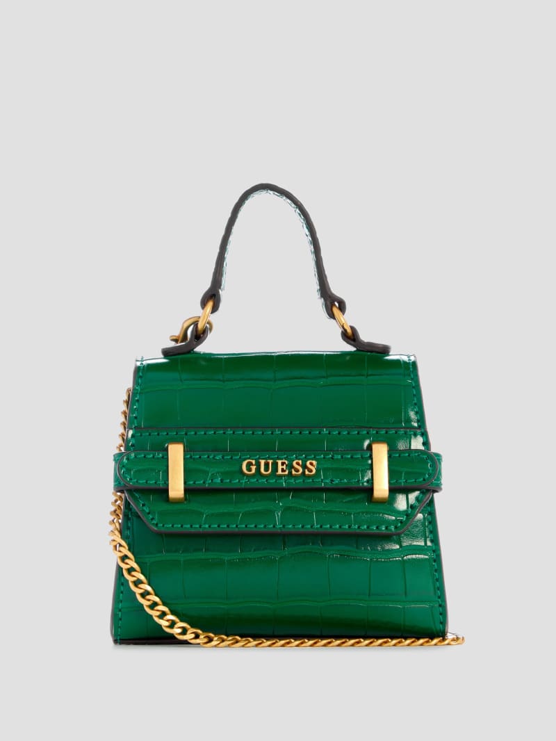 Guess Sestri Crocodile-Embossed Mini Crossbody - Green Guess Sestri Crocodile-Embossed Mini Crossbody - Green