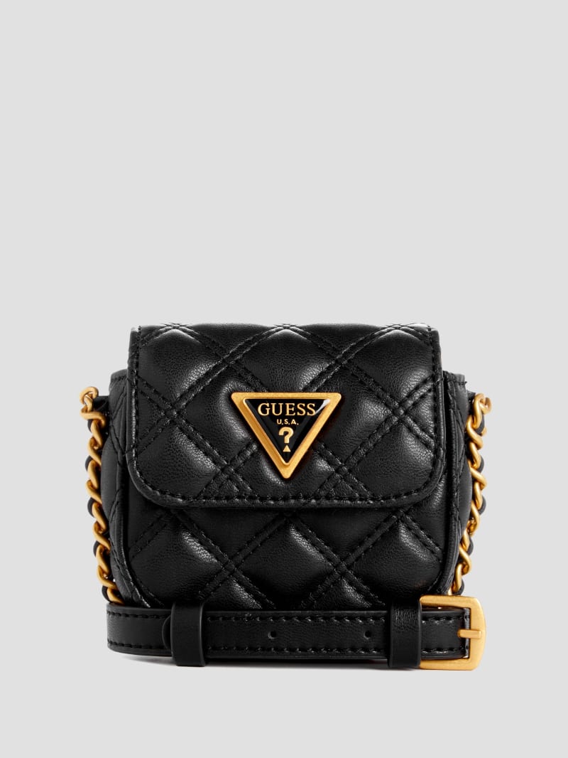Guess Giully Quilted Micro Mini Crossbody - Black Floral Print Guess Giully Quilted Micro Mini Crossbody - Black Floral Print