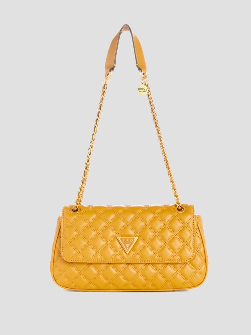 Guess Giully Quilted Convertible Crossbody - Mustard