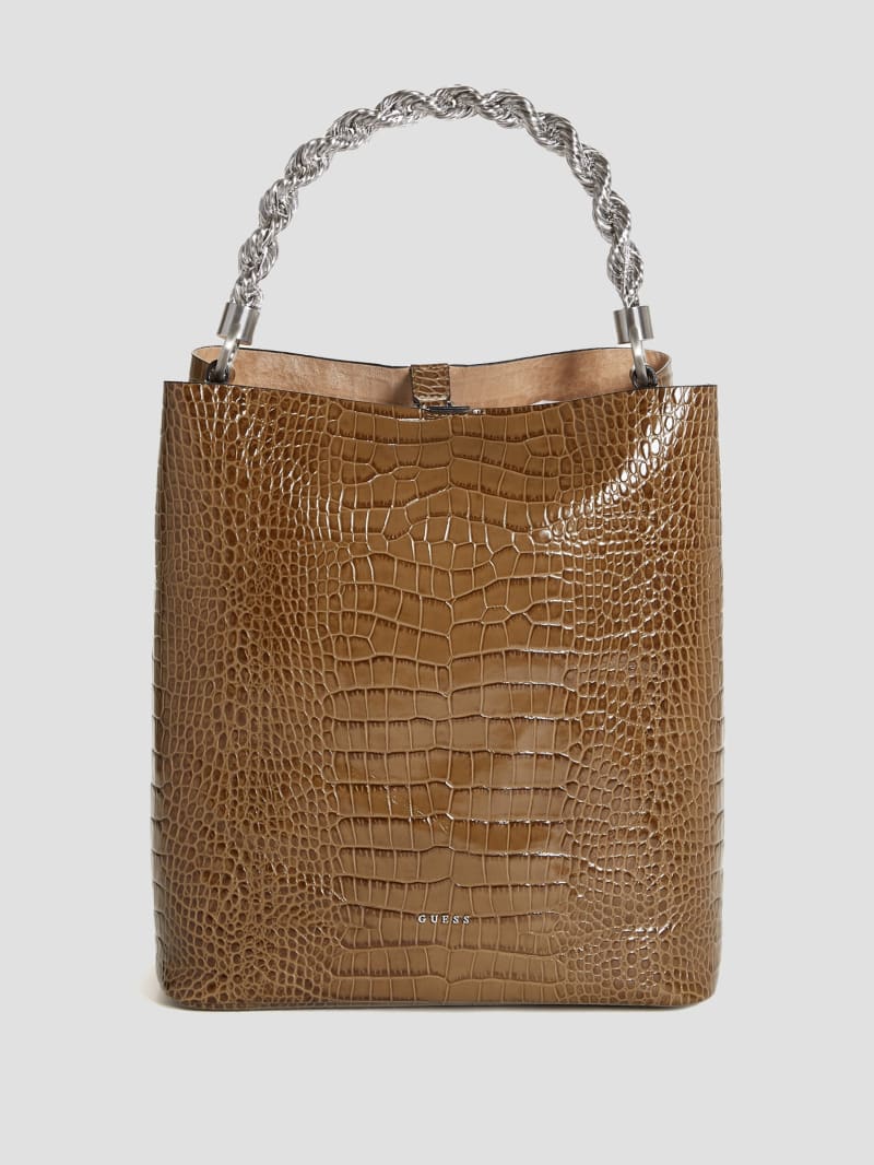 Guess Aida Croc Hobo Bag - Green Guess Aida Croc Hobo Bag - Green