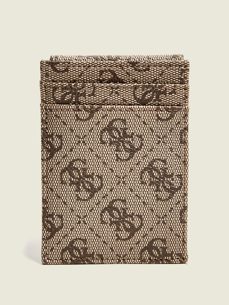 Guess Don Logo-Print Magnetic Card Case - Tan Guess Don Logo-Print Magnetic Card Case - Tan