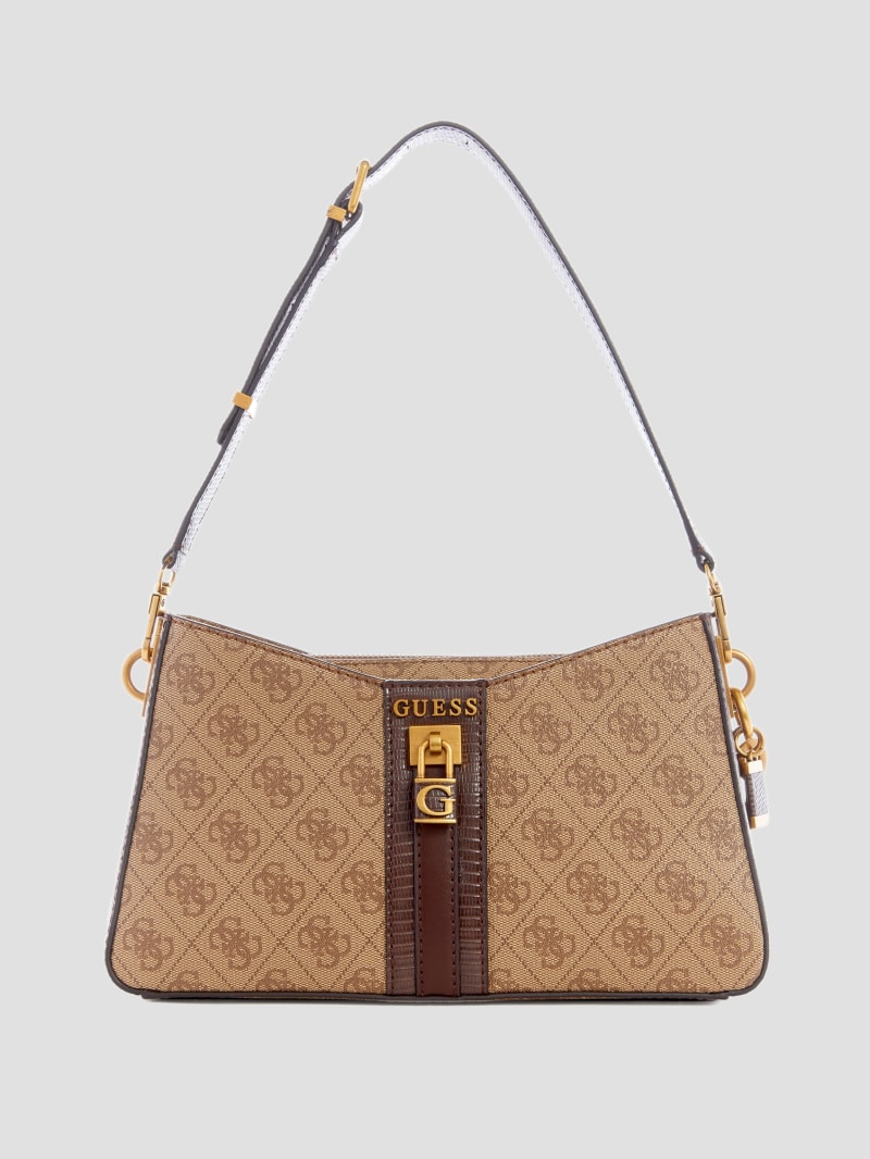 Guess Ginevra Logo Elite Shoulder Bag - Latte Logo Guess Ginevra Logo Elite Shoulder Bag - Latte Logo