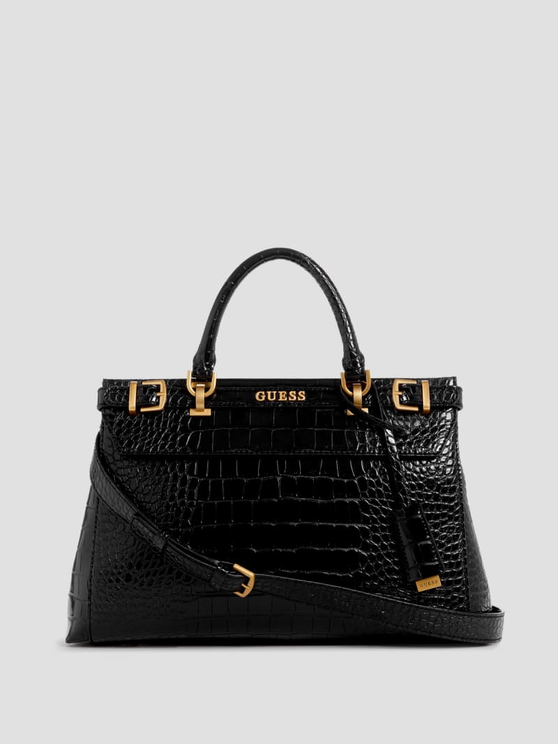 Guess Sestri Crocodile-Embossed Satchel - Black Guess Sestri Crocodile-Embossed Satchel - Black