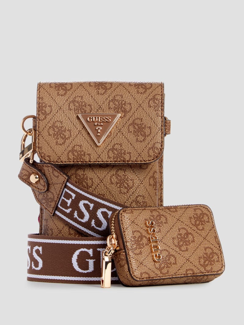 Guess Latona Quattro G Mini Phone Crossbody - Latte Logo Guess Latona Quattro G Mini Phone Crossbody - Latte Logo