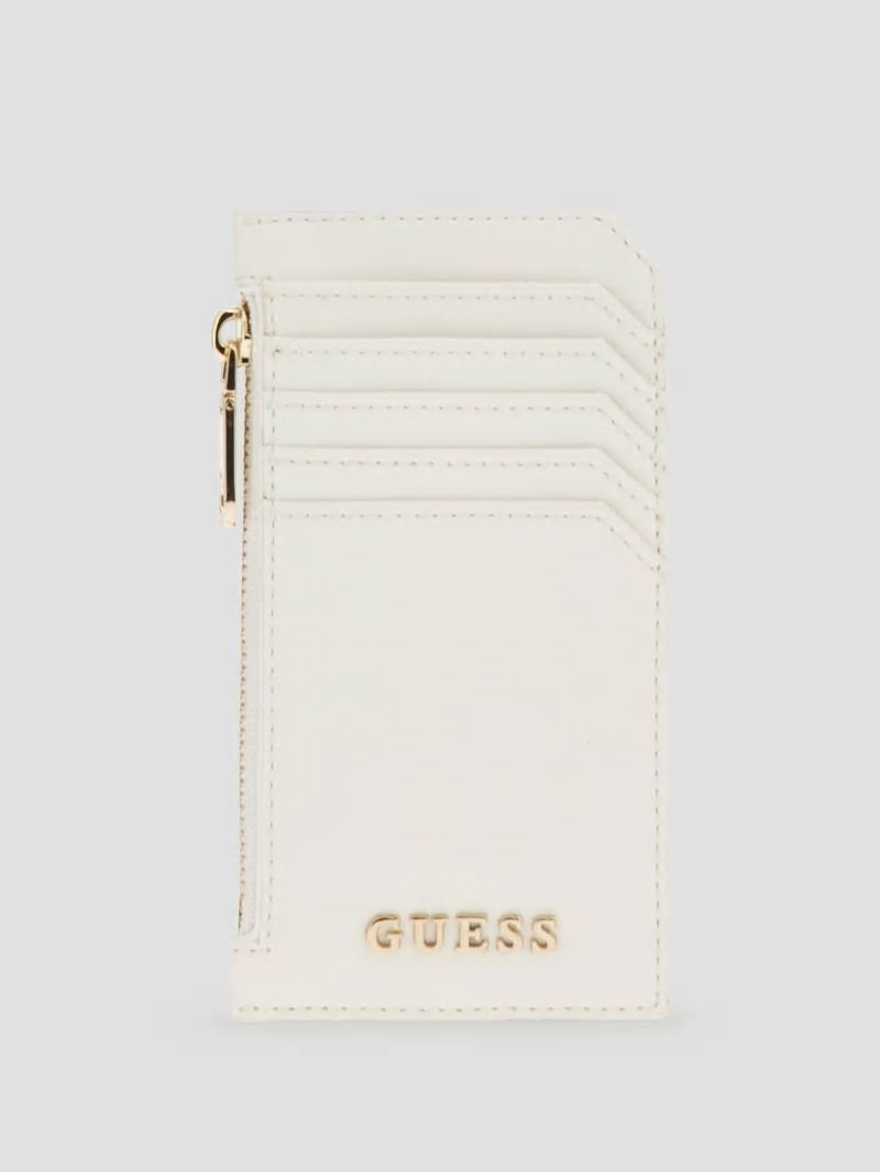 Guess Faux-Leather Zip Card Holder - White Multi Guess Faux-Leather Zip Card Holder - White Multi