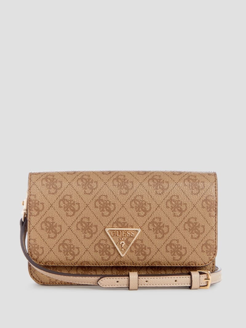Guess Noelle Quattro G Crossbody Organizer Wallet - Latte Logo Guess Noelle Quattro G Crossbody Organizer Wallet - Latte Logo