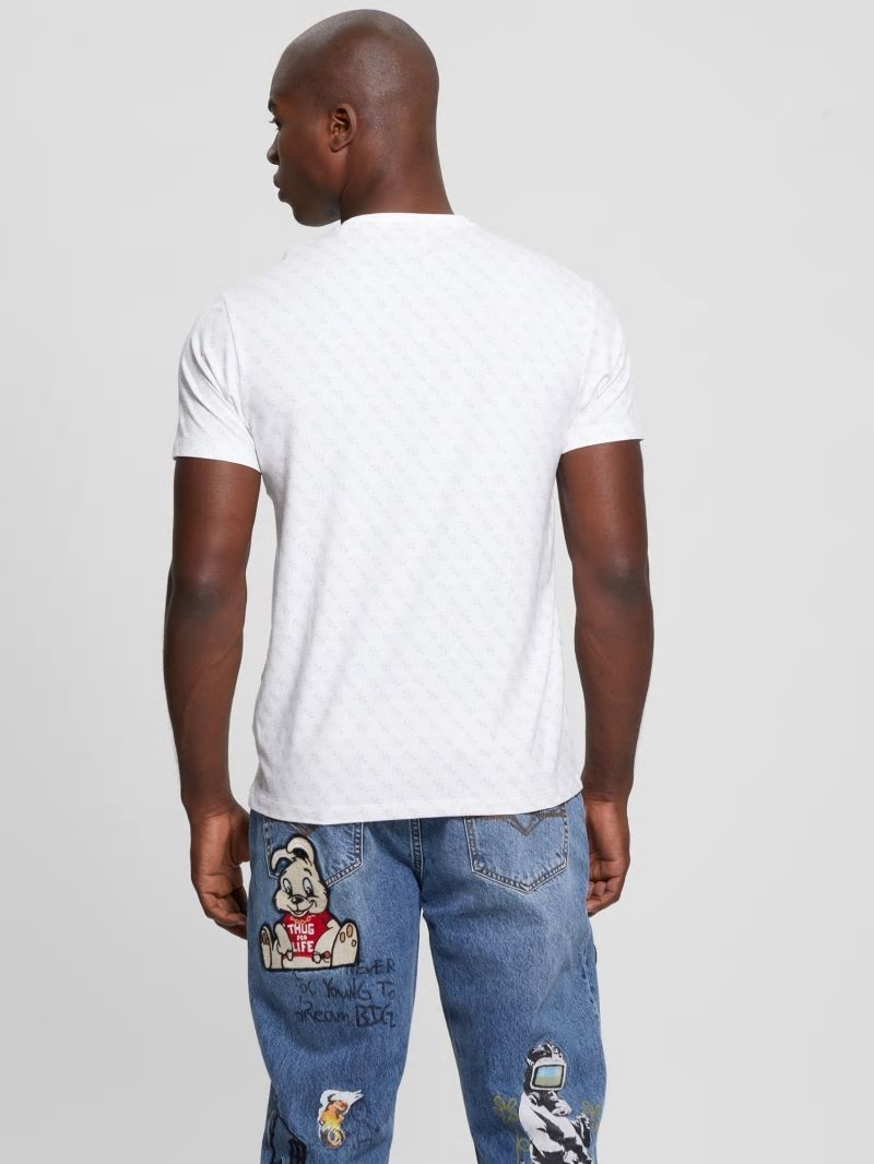Guess Graphic Crewneck Tee - 4g Aop Pure White Guess Graphic Crewneck Tee - 4g Aop Pure White