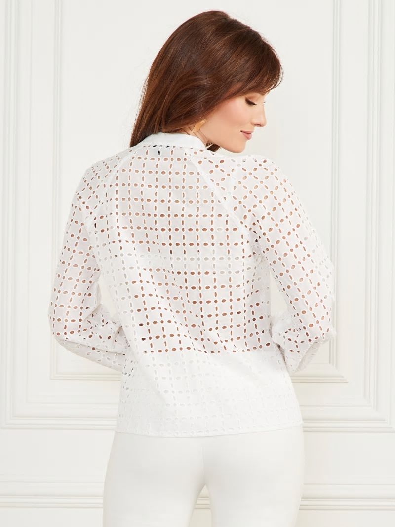 Guess Eco Luella Eyelet Blouse - Blanc Pur Guess Eco Luella Eyelet Blouse - Blanc Pur