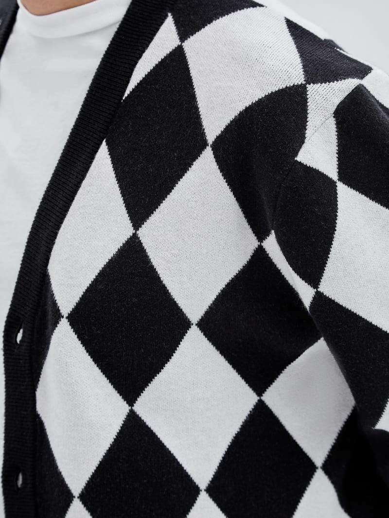 Guess GUESS Originals Diamond Knit Cardigan - Jet Black Multi Guess GUESS Originals Diamond Knit Cardigan - Jet Black Multi