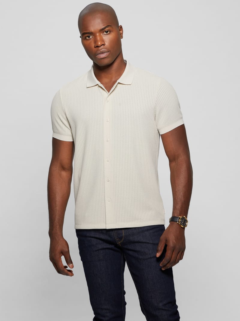 Guess Pointelle Knit Shirt - Birch Bark Guess Pointelle Knit Shirt - Birch Bark