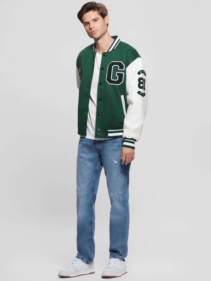 Guess Bear Varsity Jacket - Dark Jade