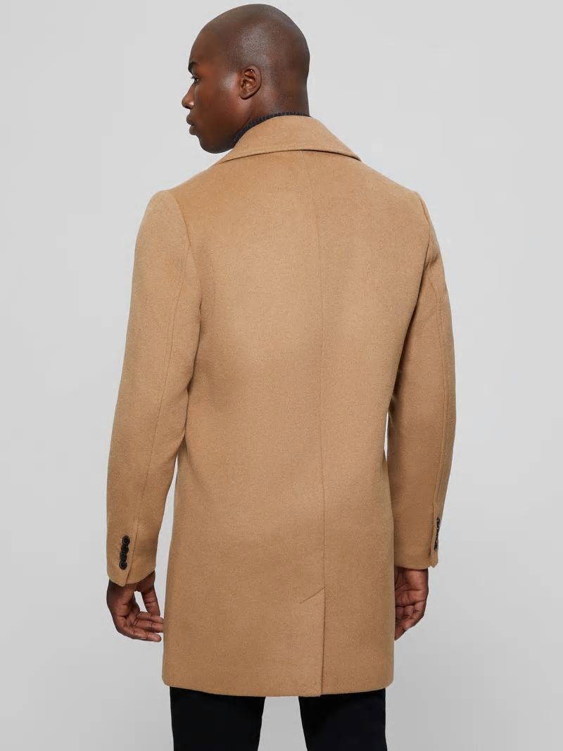 Guess Bel Air Melton Wool-Blend Peacoat - Desert Storm Guess Bel Air Melton Wool-Blend Peacoat - Desert Storm
