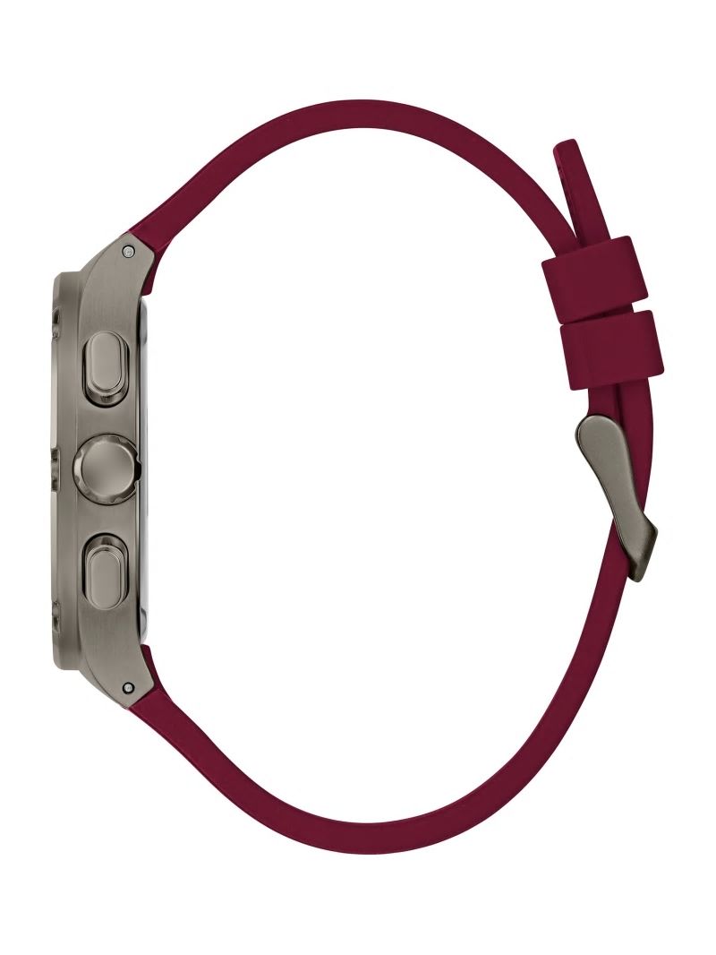 Guess Gunmetal and Burgundy Silicone Multifunction Watch - Gunmetal