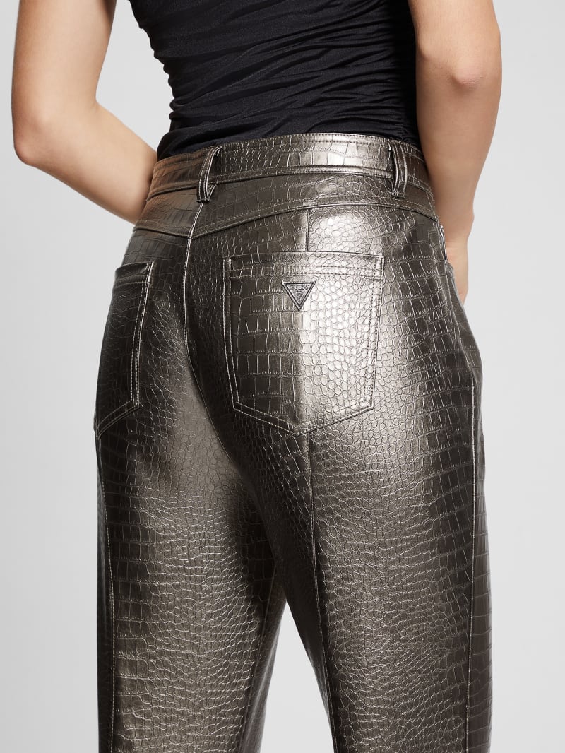Guess Ambra Metallic Faux-Leather Pants - Antique Metal Guess Ambra Metallic Faux-Leather Pants - Antique Metal