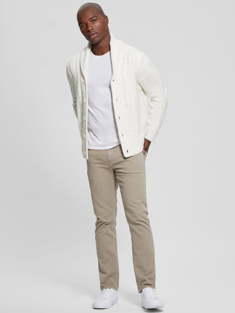 Guess Shane Celtic Cable-Knit Cardigan - Ecru Pearl Guess Shane Celtic Cable-Knit Cardigan - Ecru Pearl