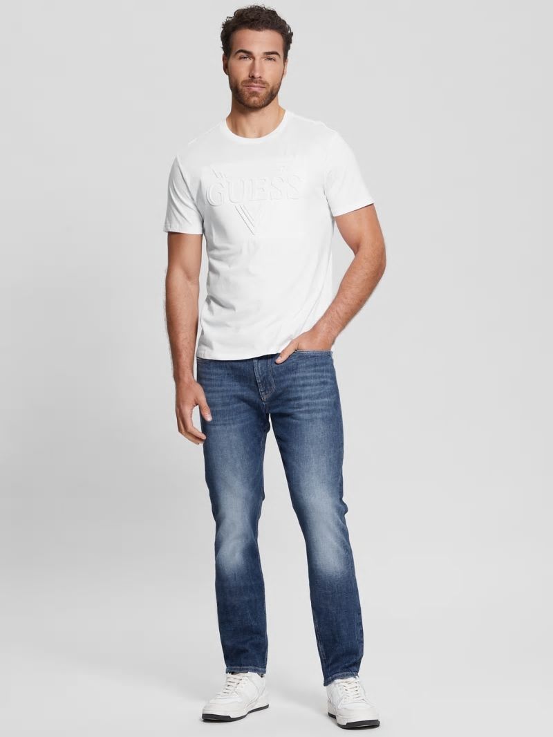 Guess Eco Embossed Logo Tee - Pure White Guess Eco Embossed Logo Tee - Pure White