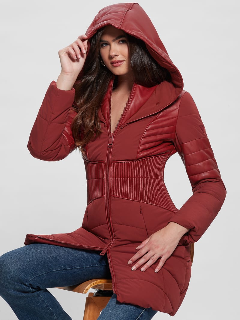 Guess Eco Oxana Quilted Jacket - Beet Juice Red Guess Eco Oxana Quilted Jacket - Beet Juice Red