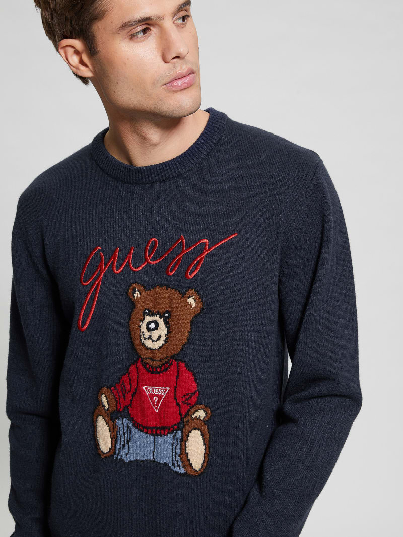 Guess Eco Liam Bear Sweater - Bleu &eacute;L&eacute;Gant