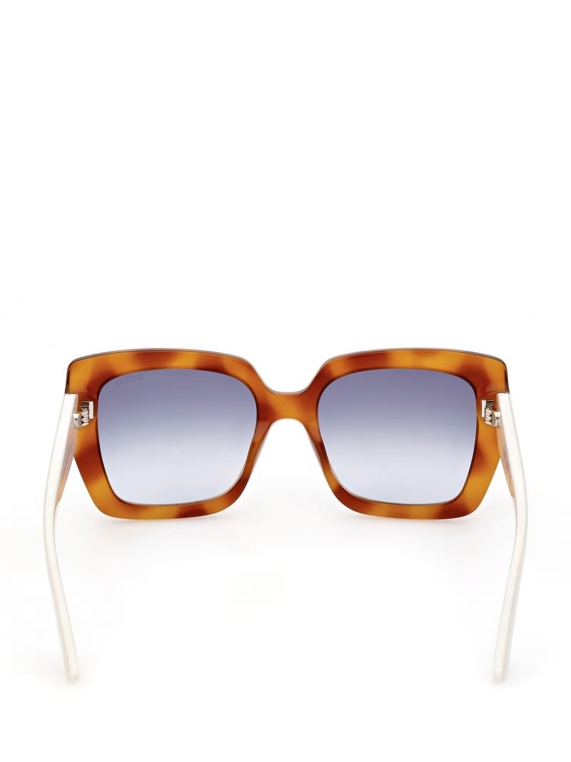 Guess Square Logo Print Plastic Sunglasses - Tort Guess Square Logo Print Plastic Sunglasses - Tort