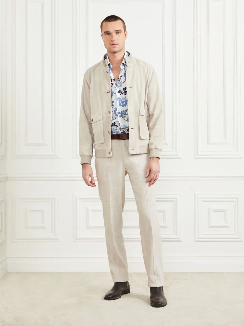 Guess Suede Leather Flight Jacket - Quicksand Guess Suede Leather Flight Jacket - Quicksand