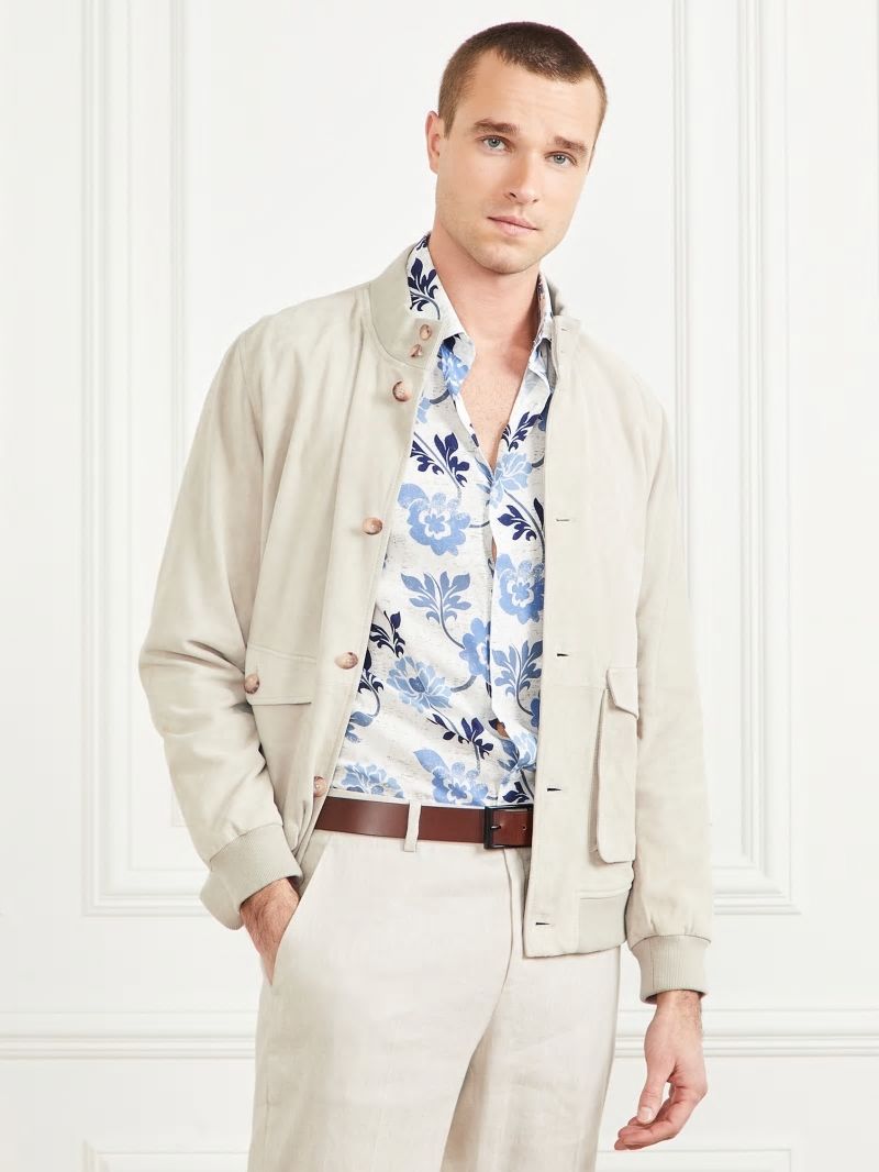 Guess Suede Leather Flight Jacket - Quicksand Guess Suede Leather Flight Jacket - Quicksand
