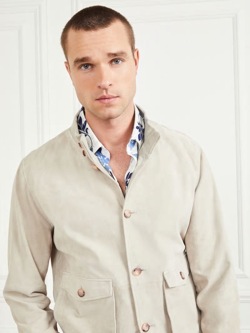 Guess Suede Leather Flight Jacket - Quicksand Guess Suede Leather Flight Jacket - Quicksand