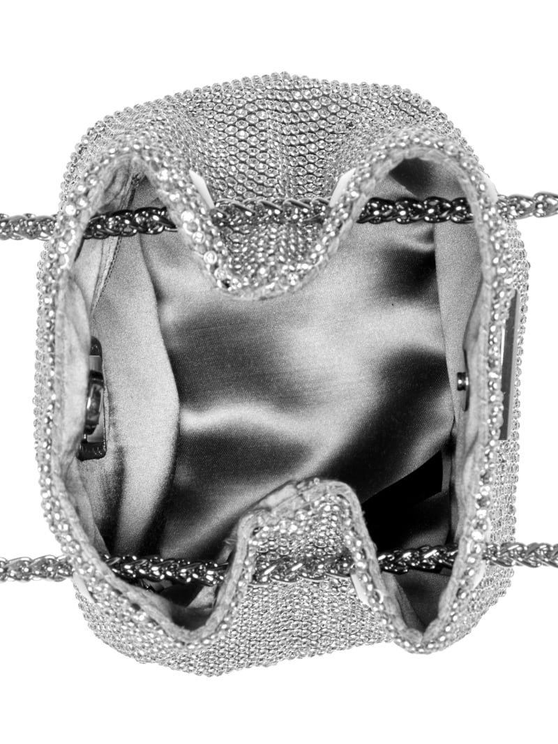 Guess Lua Rhinestone Mesh Mini Pouch Bag - Silver Guess Lua Rhinestone Mesh Mini Pouch Bag - Silver