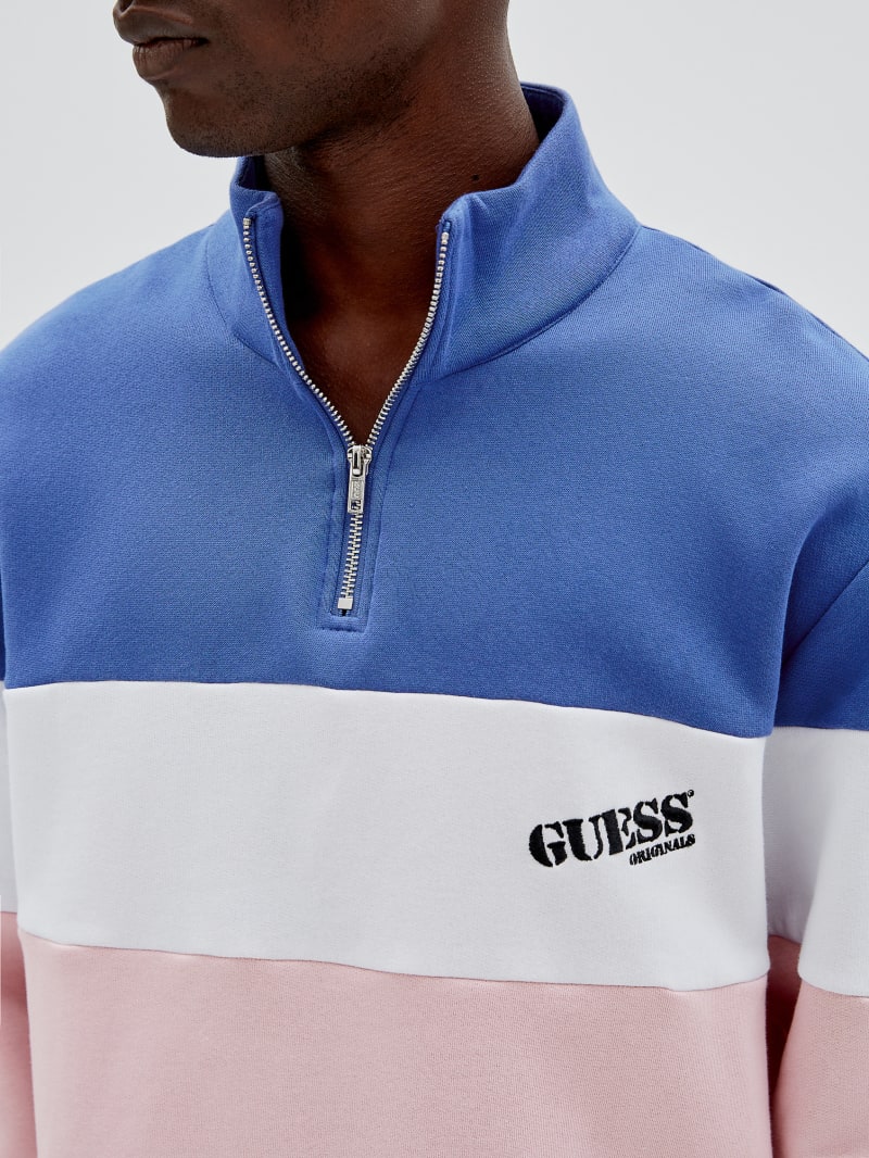 Guess GUESS Originals Half-Zip Pullover - Water Park Blue Multi Guess GUESS Originals Half-Zip Pullover - Water Park Blue Multi