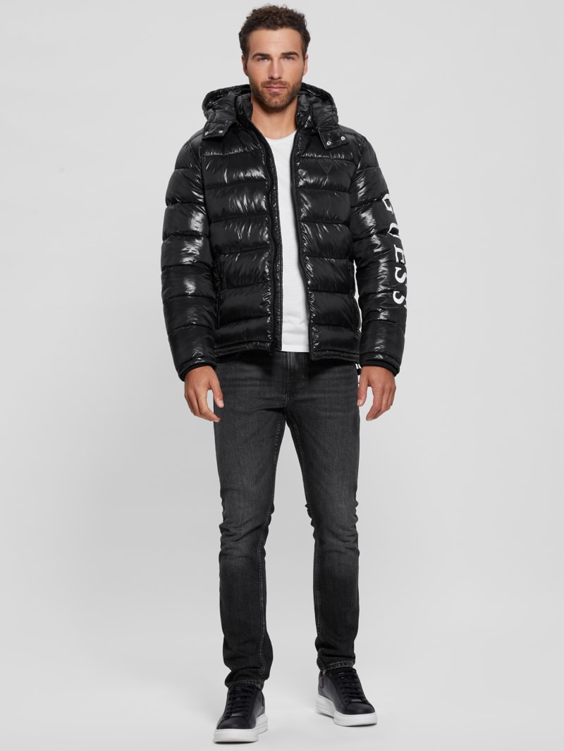 Guess Shiny Hooded Puffer Jacket - Black Guess Shiny Hooded Puffer Jacket - Black