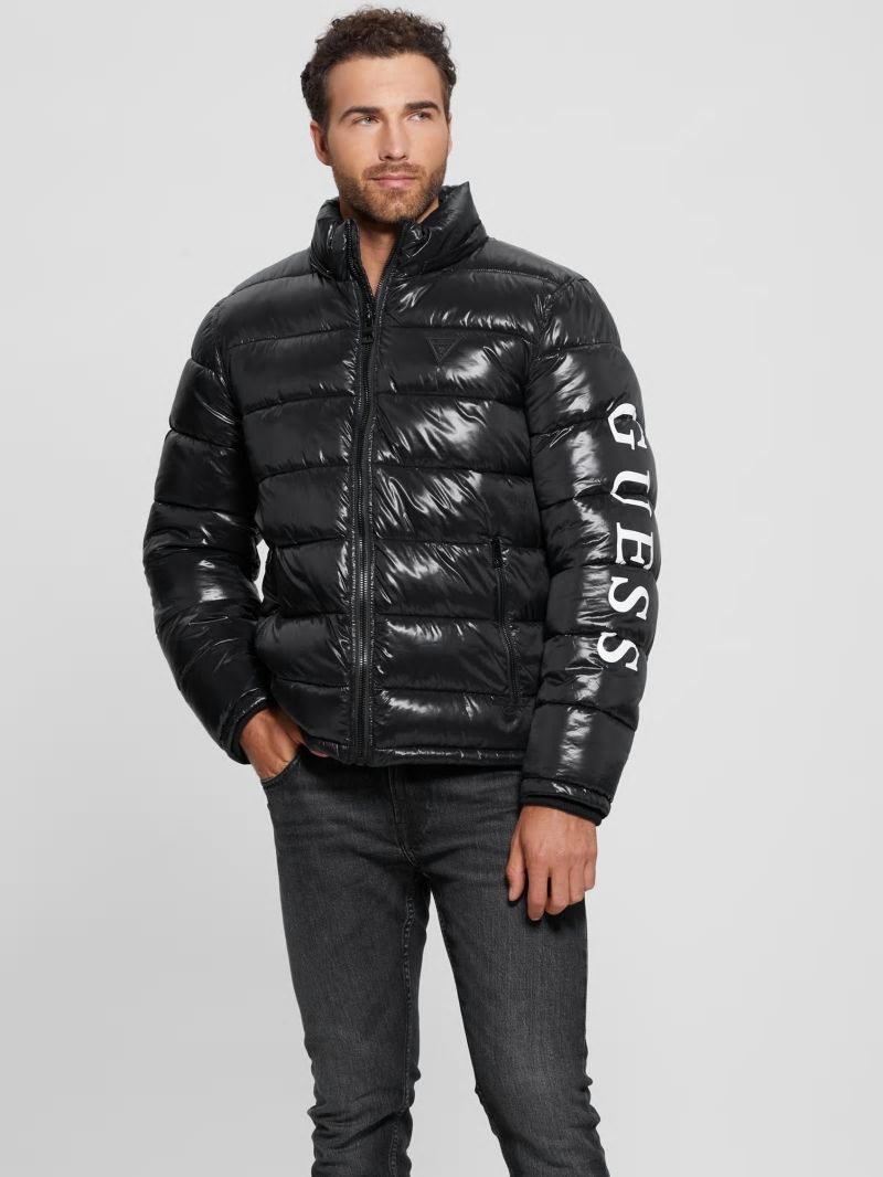 Guess Shiny Hooded Puffer Jacket - Black Guess Shiny Hooded Puffer Jacket - Black
