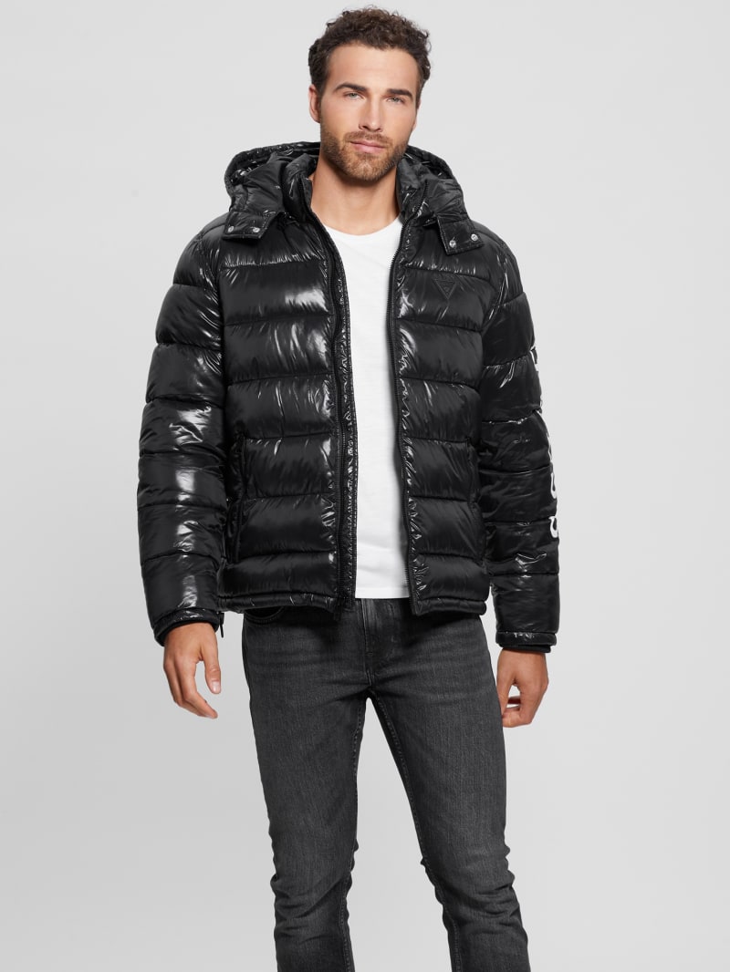 Guess Shiny Hooded Puffer Jacket - Black Guess Shiny Hooded Puffer Jacket - Black
