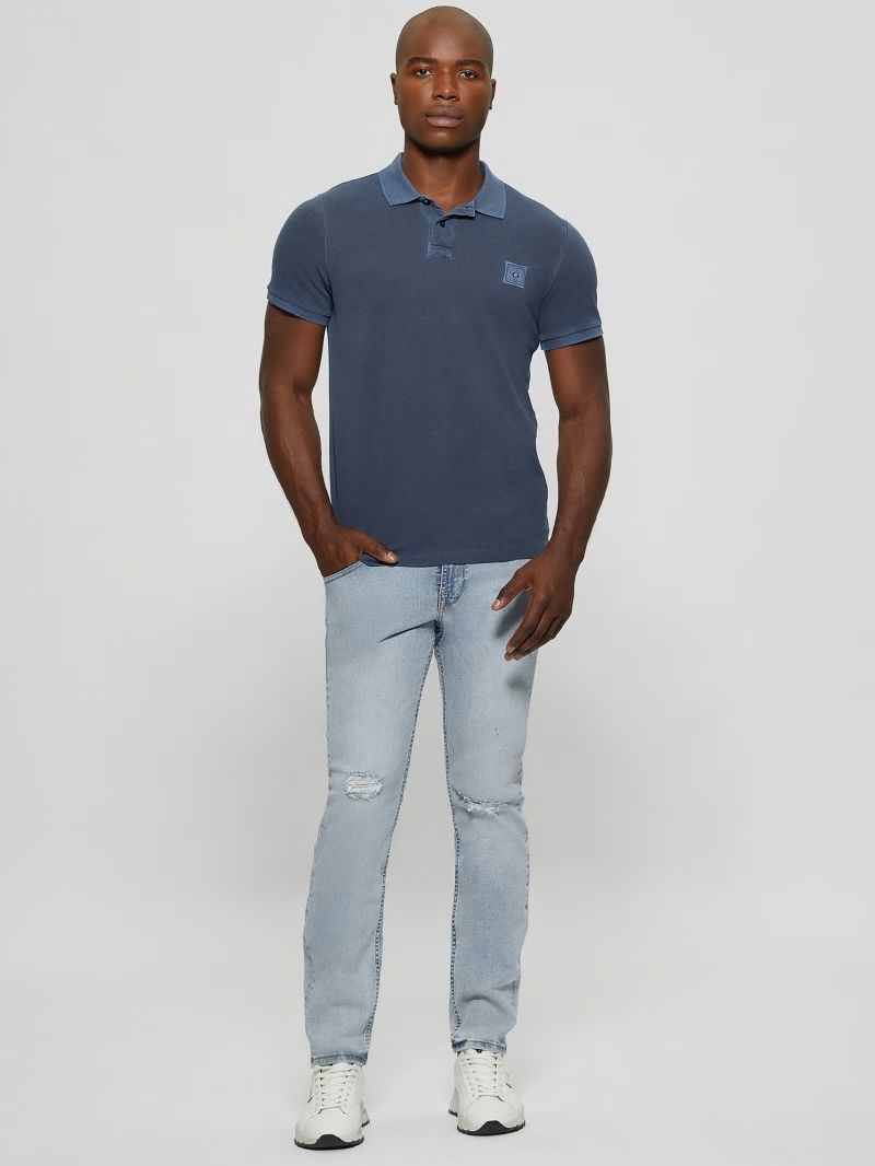 Guess Eco Washed Polo - Bleu &eacute;L&eacute;Gant