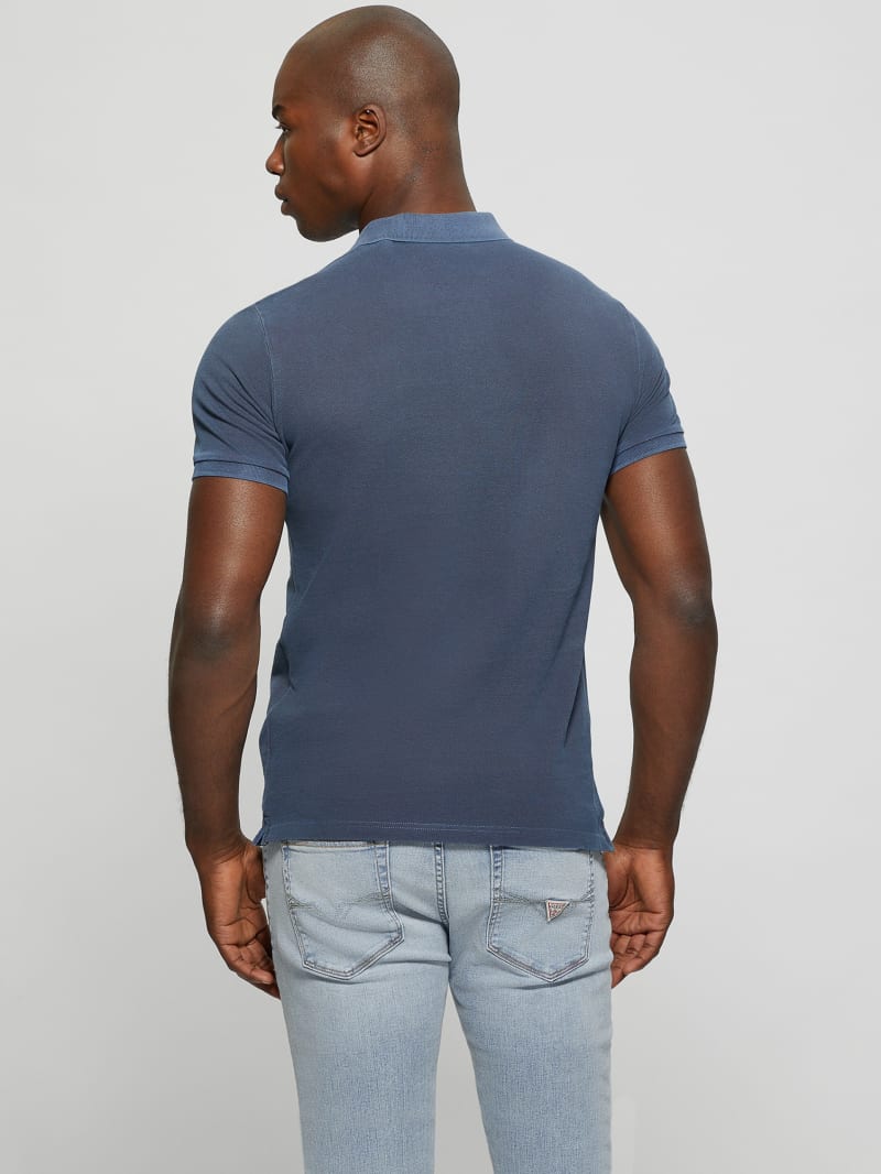 Guess Eco Washed Polo - Bleu &eacute;L&eacute;Gant