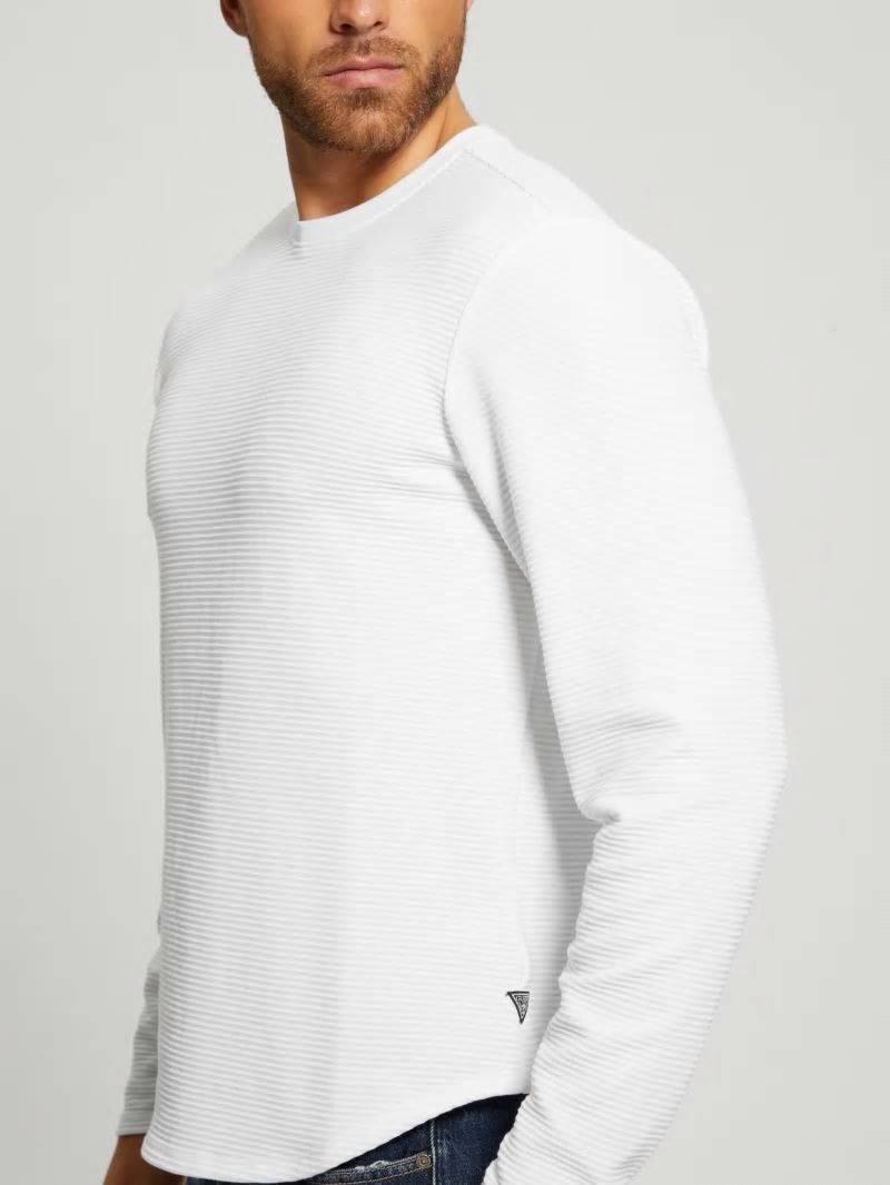 Guess Textured Long-sleeve Tee - Pure White Guess Textured Long-sleeve Tee - Pure White
