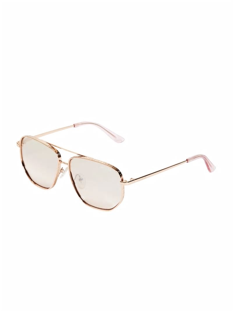 Guess Kelly Aviator Sunglasses - Shiny Rose Gold/Bordeaux Guess Kelly Aviator Sunglasses - Shiny Rose Gold/Bordeaux