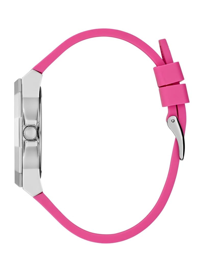 Guess Pink Silicon Watch - Silver Guess Pink Silicon Watch - Silver