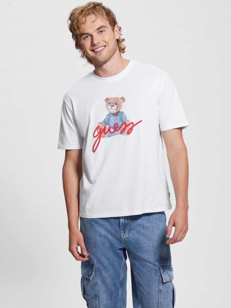Guess Logo Bear Tee - Pure White Guess Logo Bear Tee - Pure White