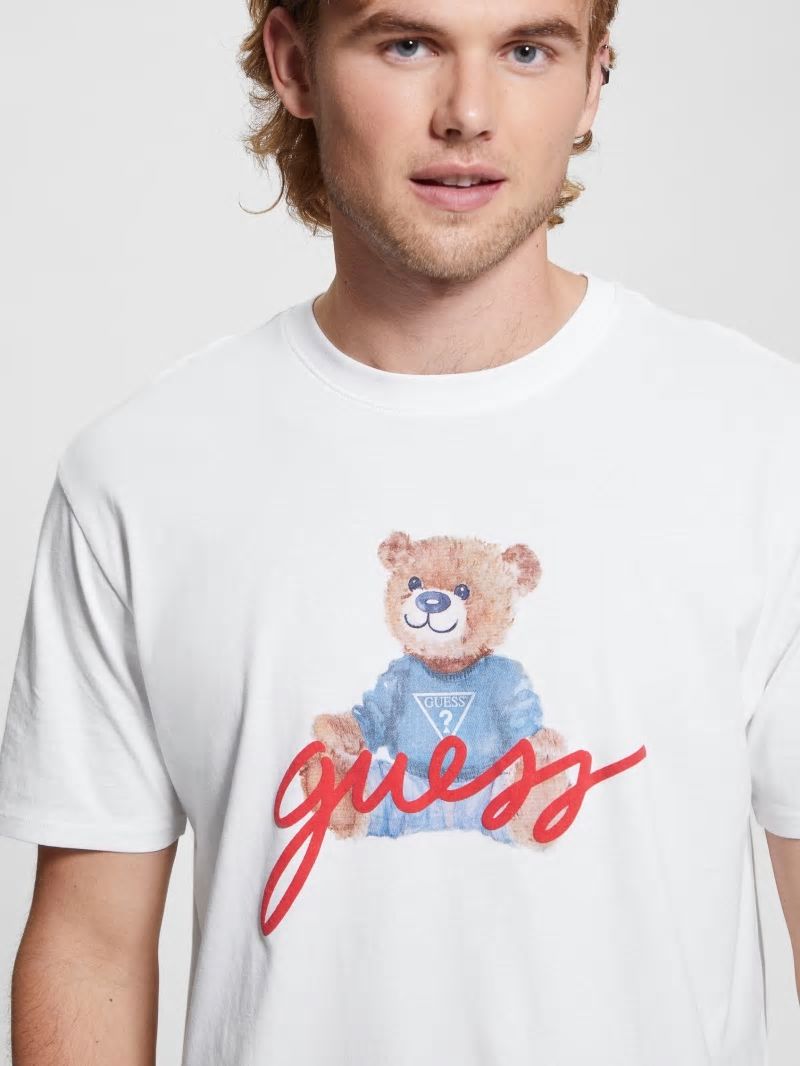 Guess Logo Bear Tee - Pure White Guess Logo Bear Tee - Pure White