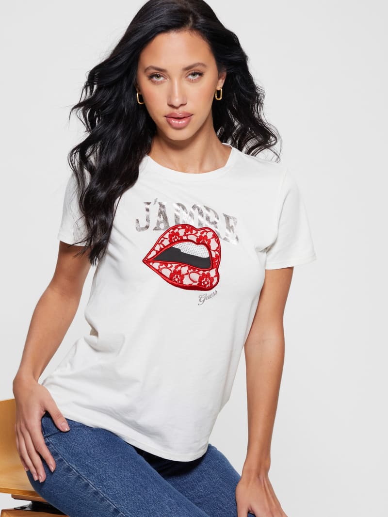 Guess J'Adore Easy Tee - Cream White Guess J'Adore Easy Tee - Cream White