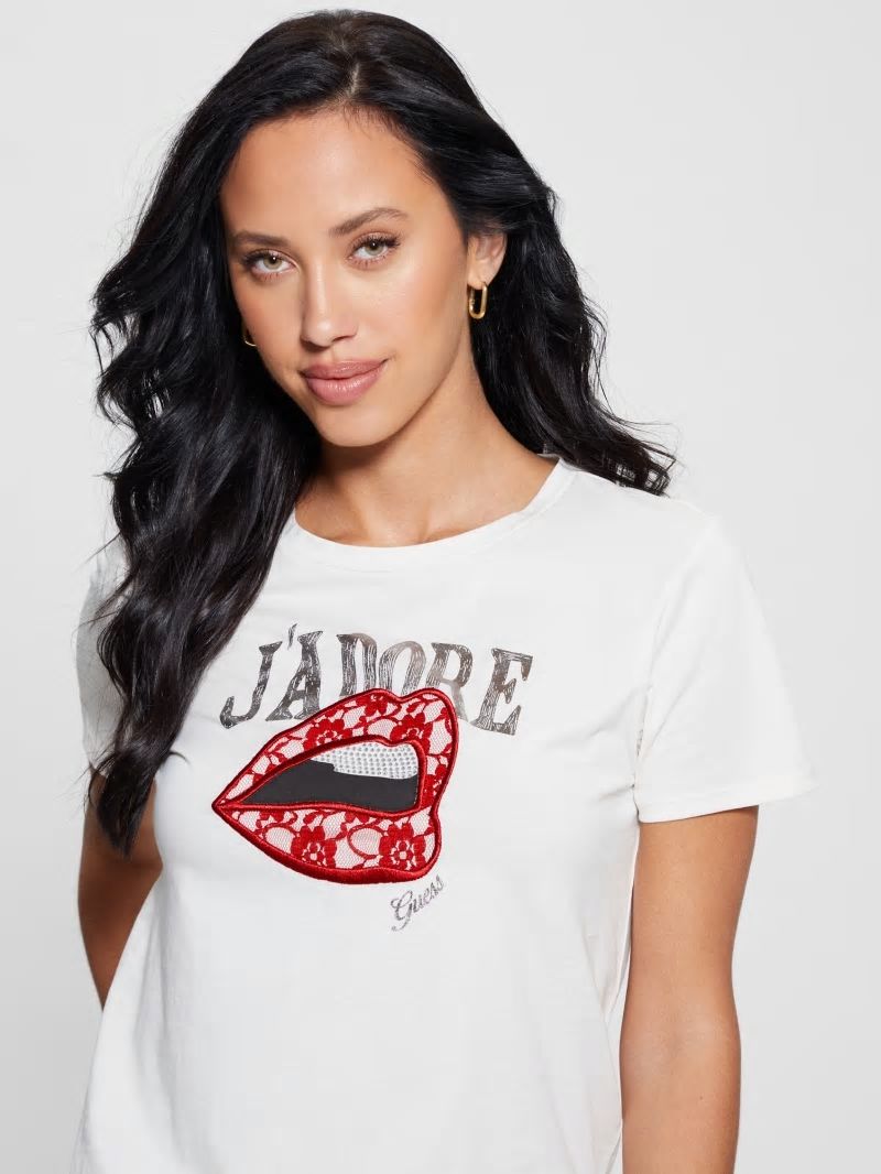 Guess J'Adore Easy Tee - Cream White Guess J'Adore Easy Tee - Cream White