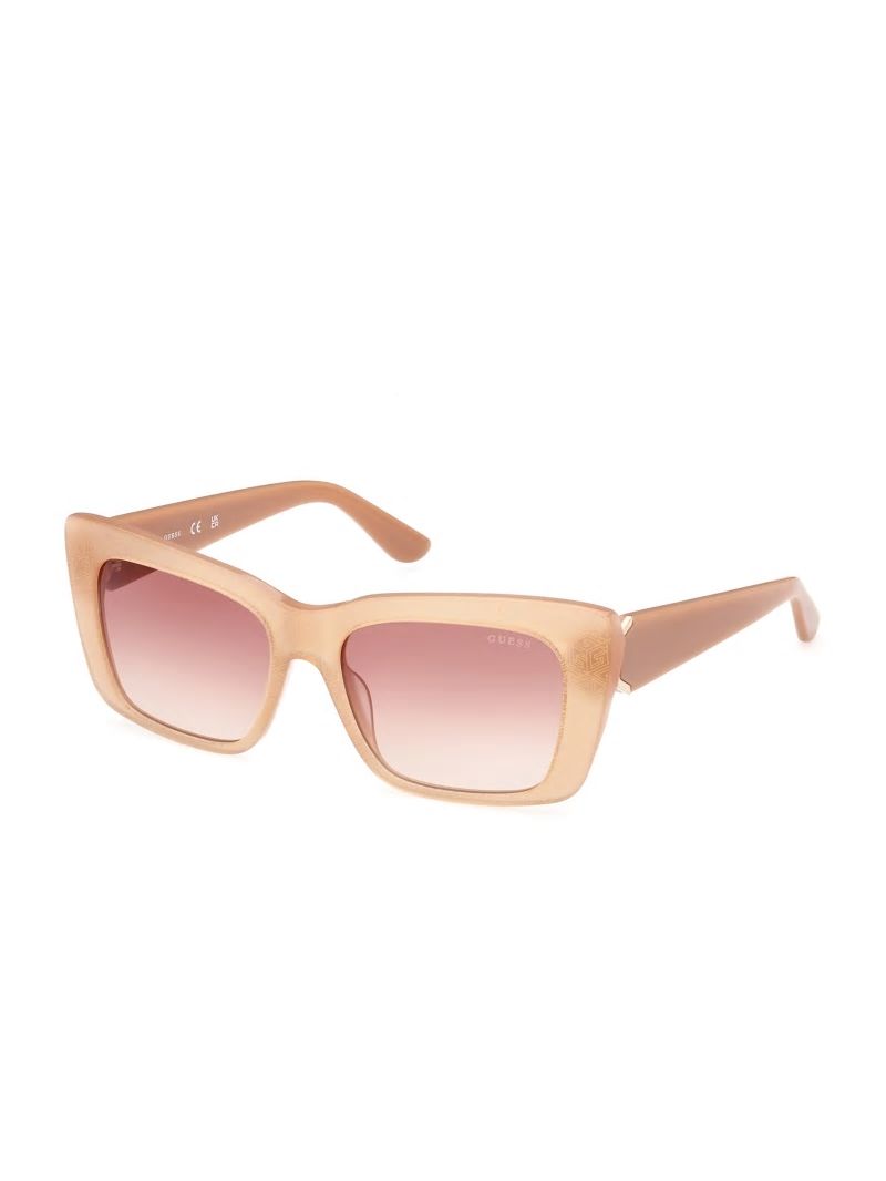 Guess Square Logo Print Plastic Sunglasses - Blush Guess Square Logo Print Plastic Sunglasses - Blush