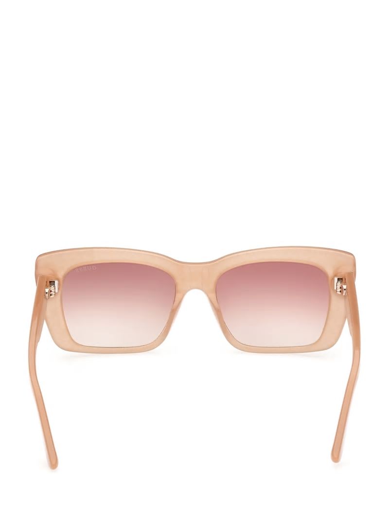 Guess Square Logo Print Plastic Sunglasses - Blush Guess Square Logo Print Plastic Sunglasses - Blush