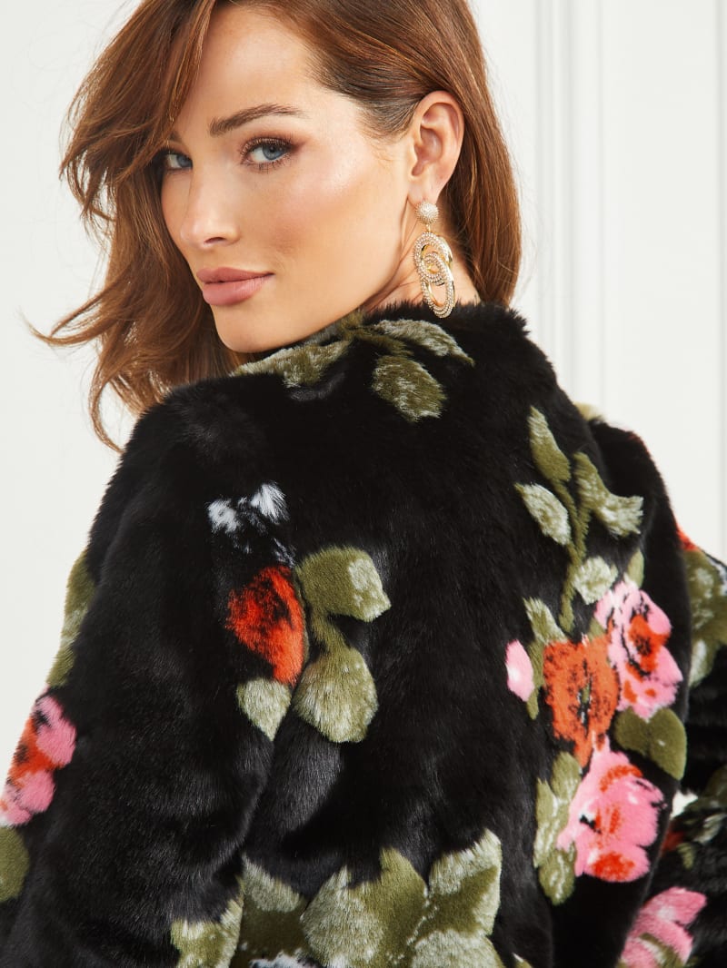 Guess Corsage Faux-Fur Floral Jacket - Corsage Print Guess Corsage Faux-Fur Floral Jacket - Corsage Print